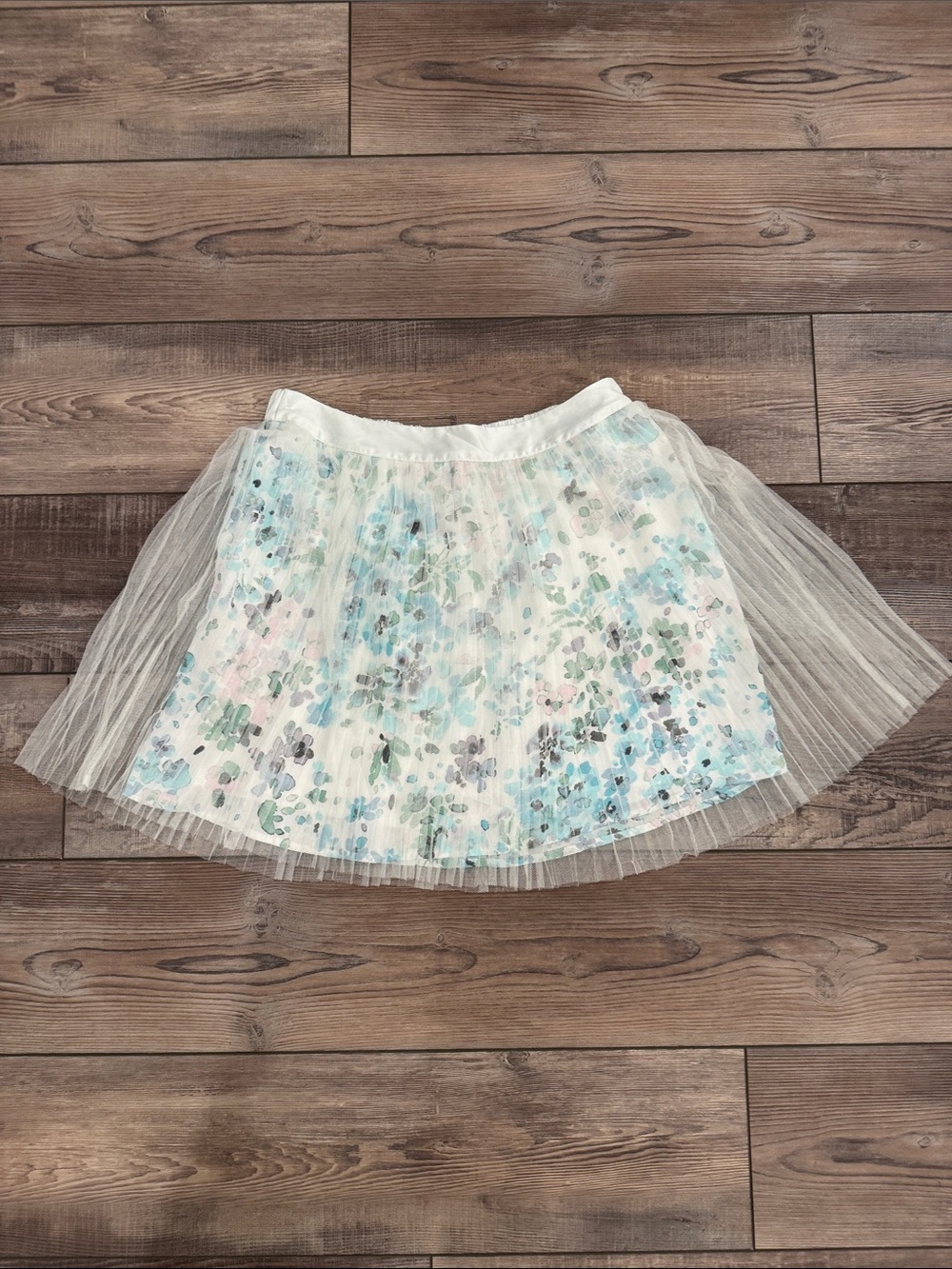 LC Lauren Conrad White Floral Tulle Skater Skirt